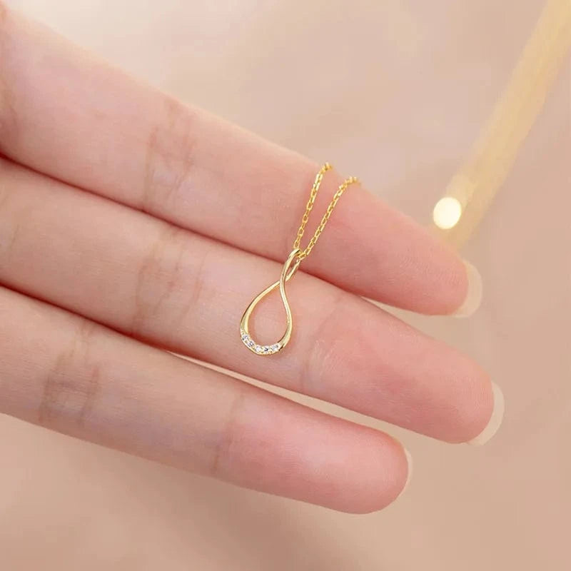 fashion jewelry 925 sterling silver hollow water drop shape pendant diamond zircon gold plated necklaces for women