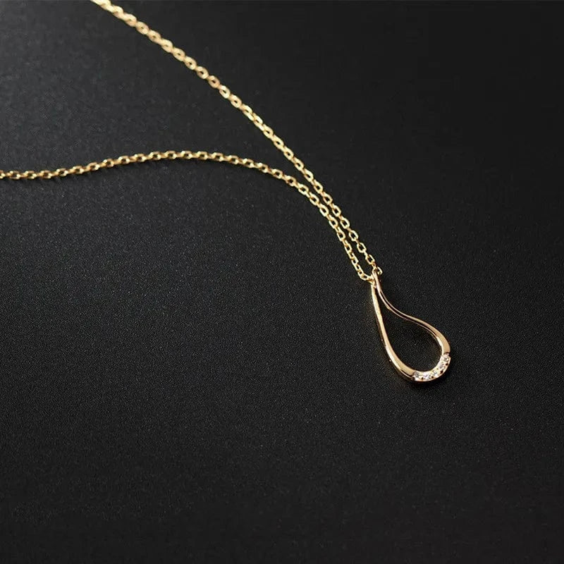 fashion jewelry 925 sterling silver hollow water drop shape pendant diamond zircon gold plated necklaces for women