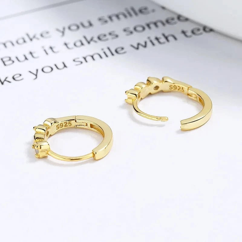 fashion jewelry 925 sterling silver love heart diamond zircon gold plated hoop earrings for women Valentine's Day