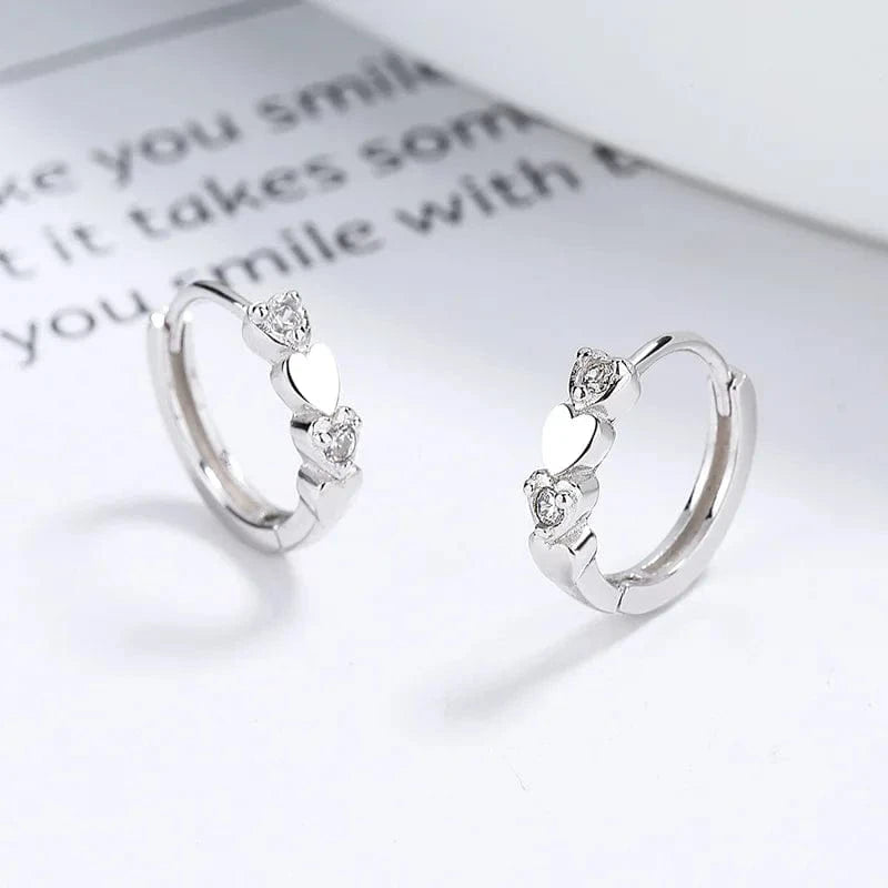 fashion jewelry 925 sterling silver love heart diamond zircon gold plated hoop earrings for women Valentine's Day