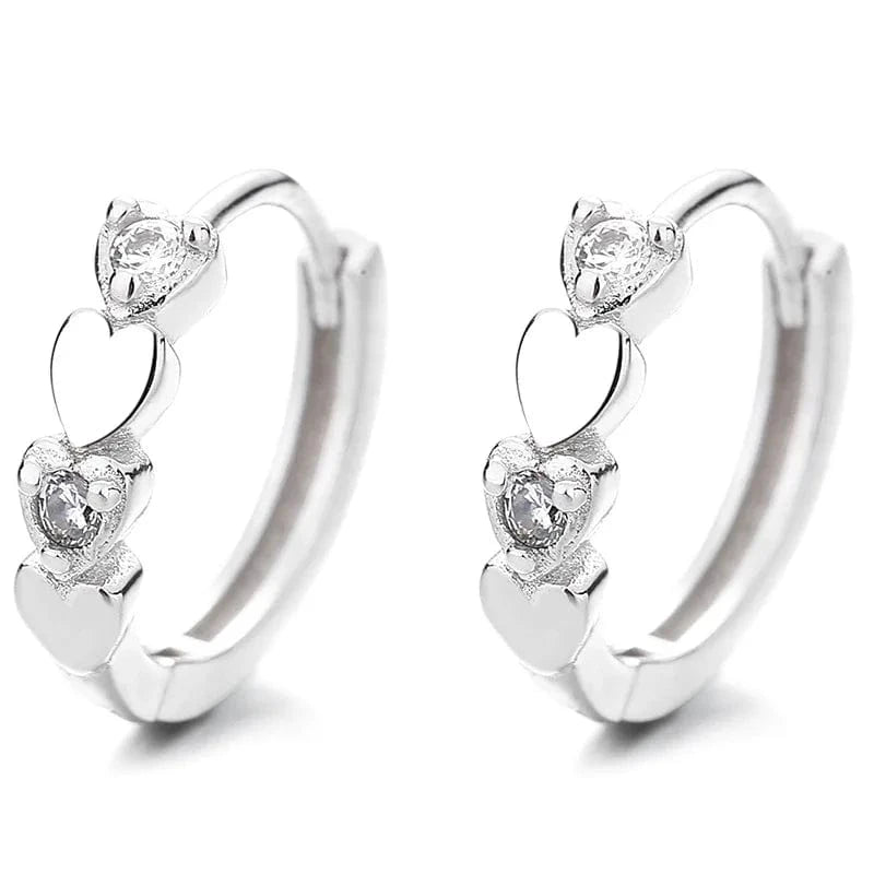 fashion jewelry 925 sterling silver love heart diamond zircon gold plated hoop earrings for women Valentine's Day
