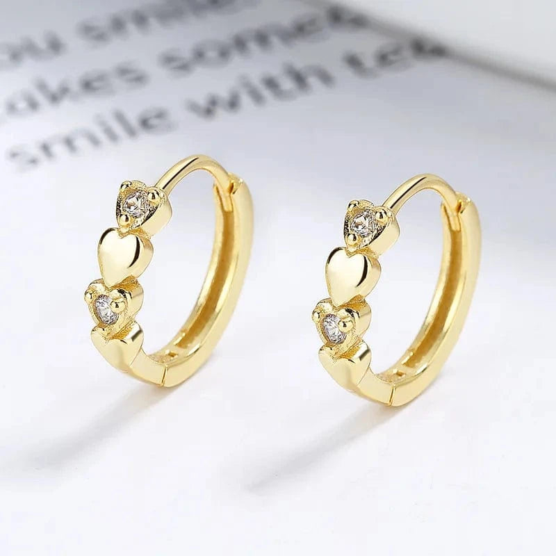 fashion jewelry 925 sterling silver love heart diamond zircon gold plated hoop earrings for women Valentine's Day