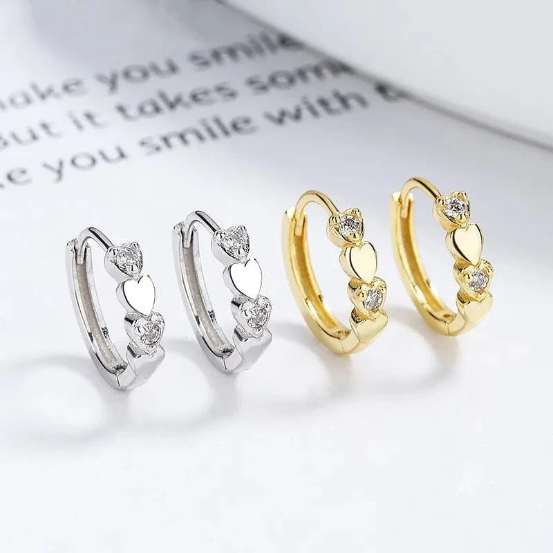 fashion jewelry 925 sterling silver love heart diamond zircon gold plated hoop earrings for women Valentine's Day