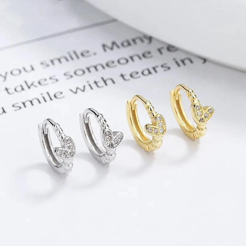 fashion jewelry 925 sterling silver love heart diamond zircon gold plated hoop earrings for women Valentine's Day Gift