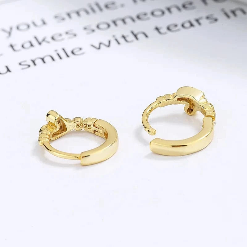 fashion jewelry 925 sterling silver love heart diamond zircon gold plated hoop earrings for women Valentine's Day Gift