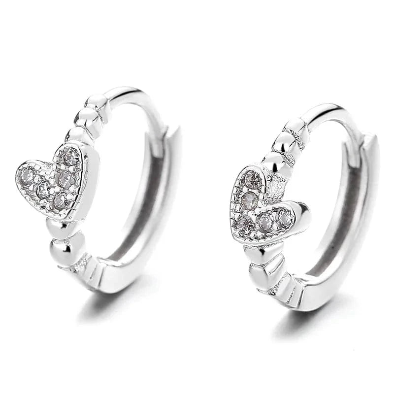 fashion jewelry 925 sterling silver love heart diamond zircon gold plated hoop earrings for women Valentine's Day Gift