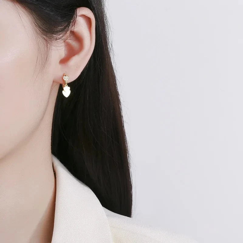 fashion jewelry 925 sterling silver love heart star diamond zircon pendant gold plated hoop earrings women Valentine's Day