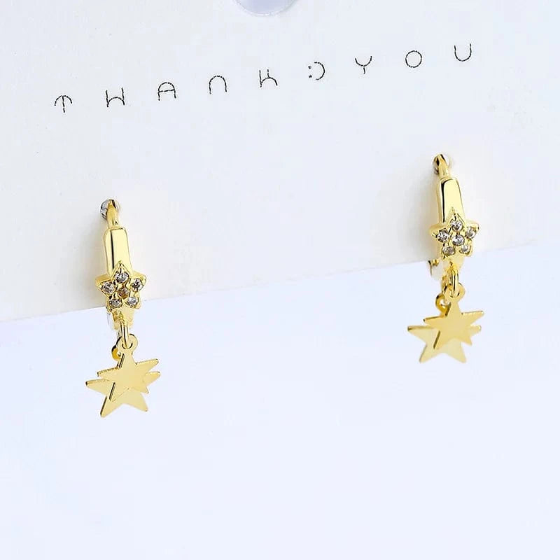 fashion jewelry 925 sterling silver love heart star diamond zircon pendant gold plated hoop earrings women Valentine's Day