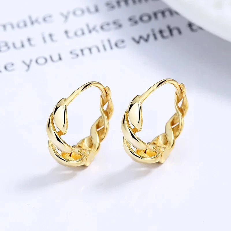 fashion jewelry 925 sterling silver minimalist earrings simple twist roll shape gold plated hoop earrings for women