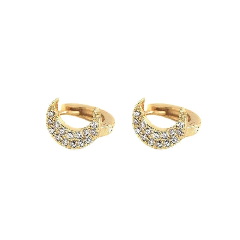 fashion jewelry 925 sterling silver statement earrings asymmetrical moon star zircon gold plated hoop earrings women