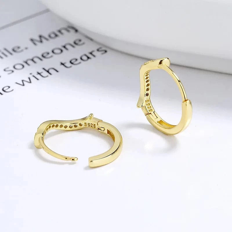 fashion jewelry 925 sterling silver statement earrings geometric distorted lines wave shape zircon gold plated hoop earrings
