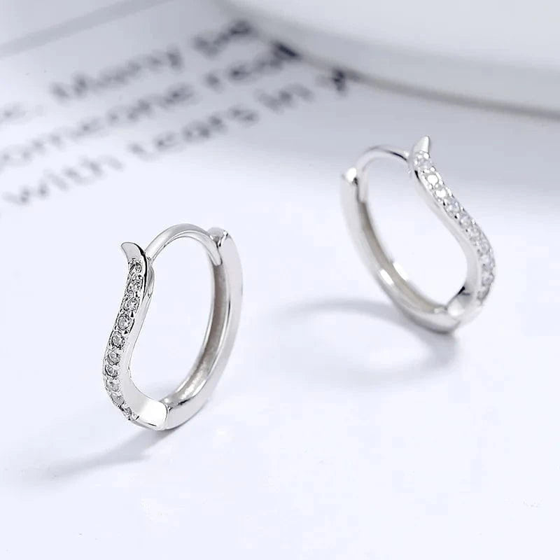 fashion jewelry 925 sterling silver statement earrings geometric distorted lines wave shape zircon gold plated hoop earrings