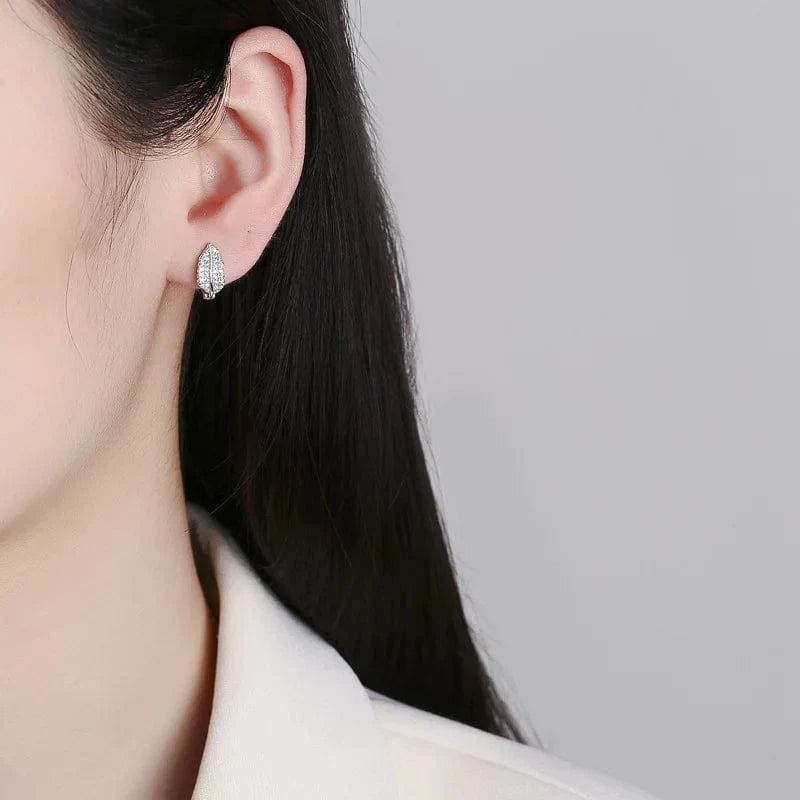 fashion jewelry 925 sterling silver statement earrings leaves leaf full zircon gold plated hoop earrings for women