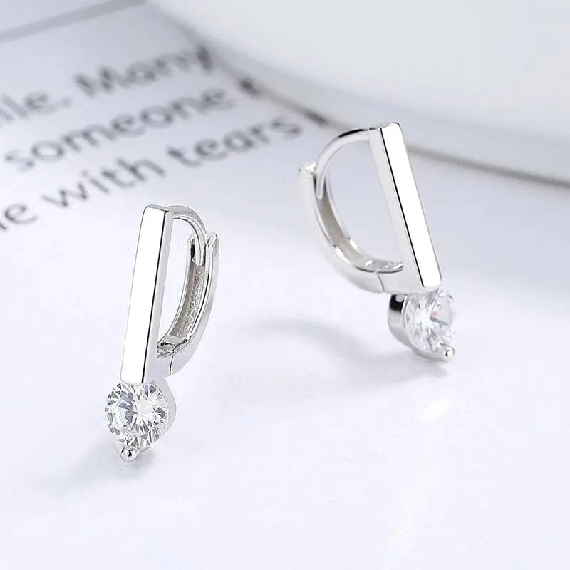 fashion jewelry 925 sterling silver statement earrings letter D shape diamond gold plated hoop earrings women