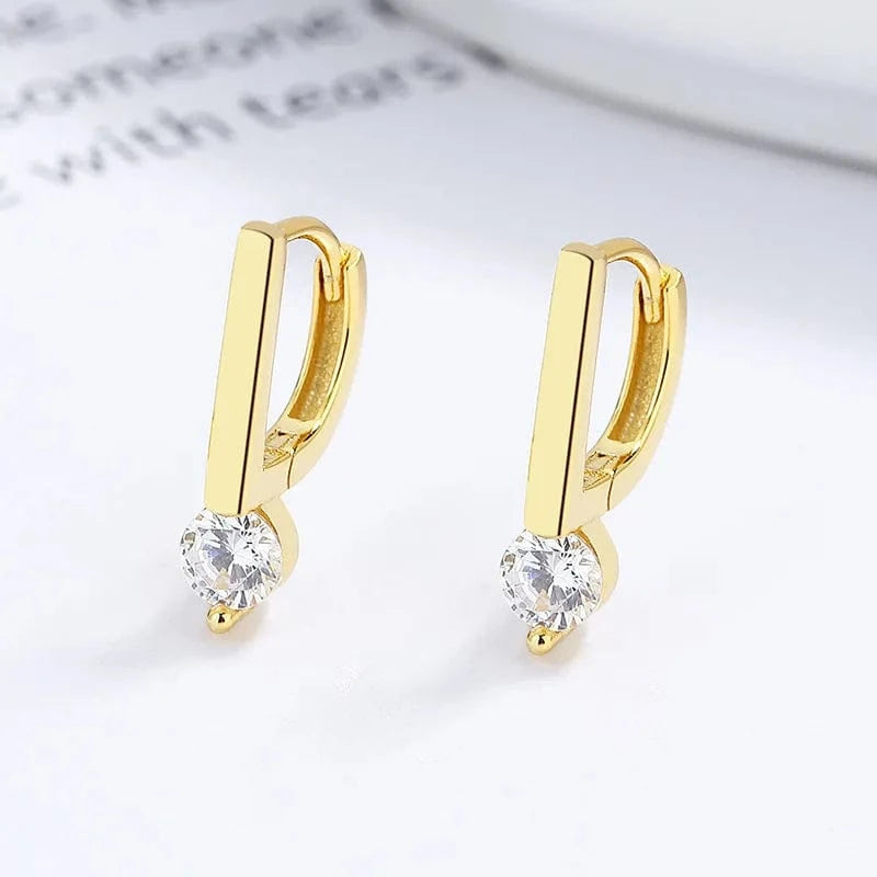 fashion jewelry 925 sterling silver statement earrings letter D shape diamond gold plated hoop earrings women