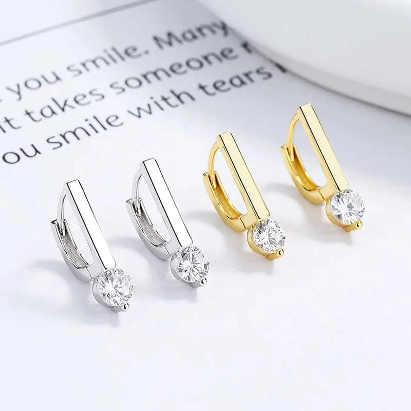 fashion jewelry 925 sterling silver statement earrings letter D shape diamond gold plated hoop earrings women
