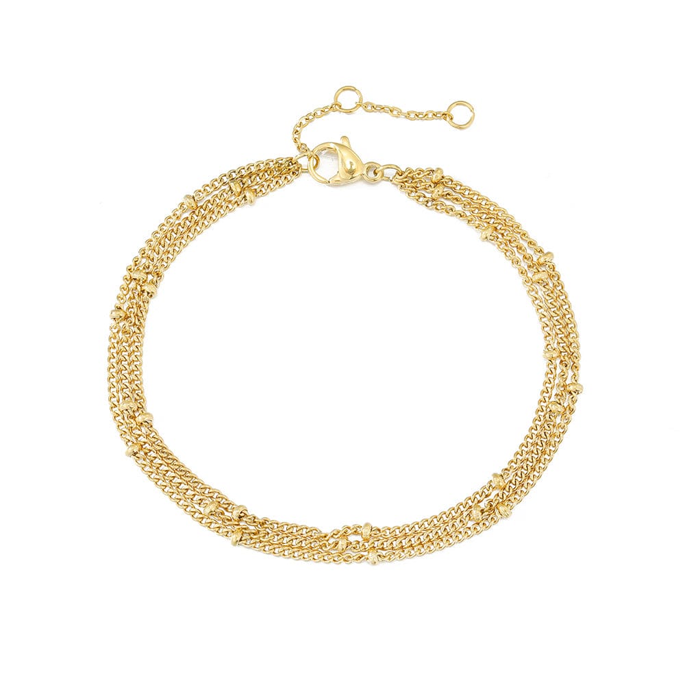 Fashion Jewelry Stainless Steel Gold Plated Adjustable Beads  Hand Thin Chain Multi Layer Bracelets 2022 Women