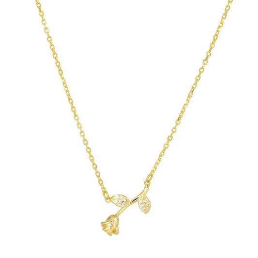 fashion jewelry sterling silver necklace women 925 sterling silver flower pendant necklace gold plated chain diamond necklaces