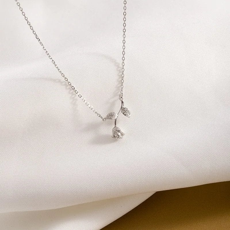 fashion jewelry sterling silver necklace women 925 sterling silver flower pendant necklace gold plated chain diamond necklaces