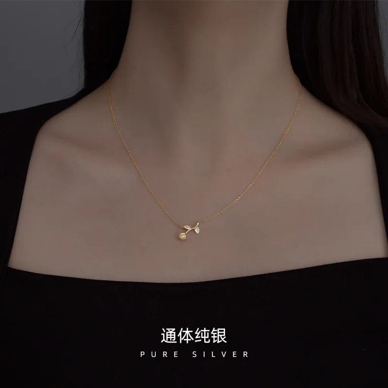fashion jewelry sterling silver necklace women 925 sterling silver flower pendant necklace gold plated chain diamond necklaces