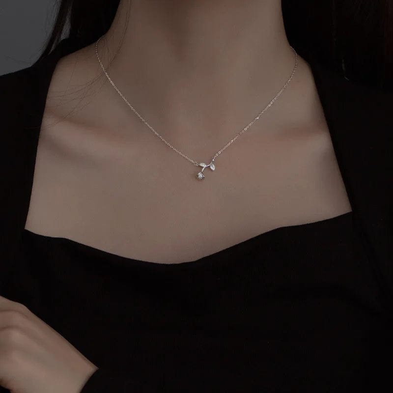 fashion jewelry sterling silver necklace women 925 sterling silver flower pendant necklace gold plated chain diamond necklaces