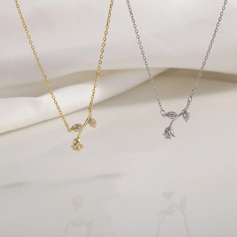 fashion jewelry sterling silver necklace women 925 sterling silver flower pendant necklace gold plated chain diamond necklaces