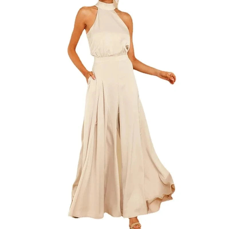 fashion jumpsuit women spring summer off-the-shoulder high-waist one-piece wide-leg pants women