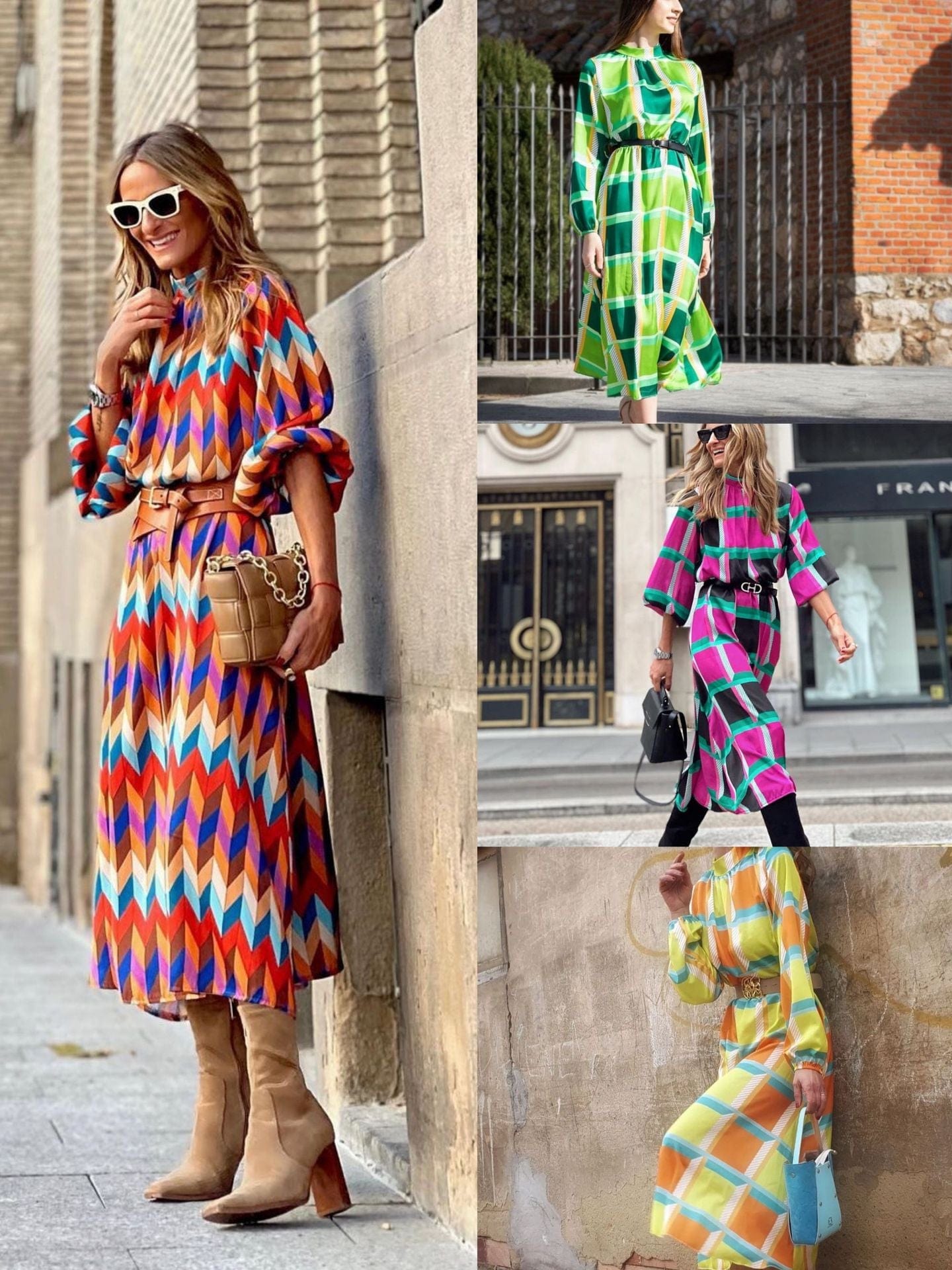Fashion Ladies Nine-point Sleeve Loose Long Dress Spring Autumn Retro Pattern Print Dress Women Casual O-neck Office Long Dress