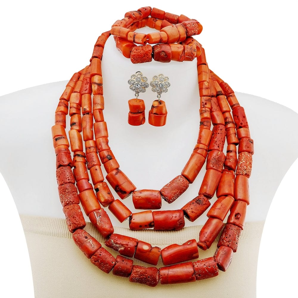 Fashion latest coral beads jewelry set / No ring / 16 Natural coral beads gold plated high quality fashion latest wedding  party gift bridal hot sale wholesale factory jewelry set