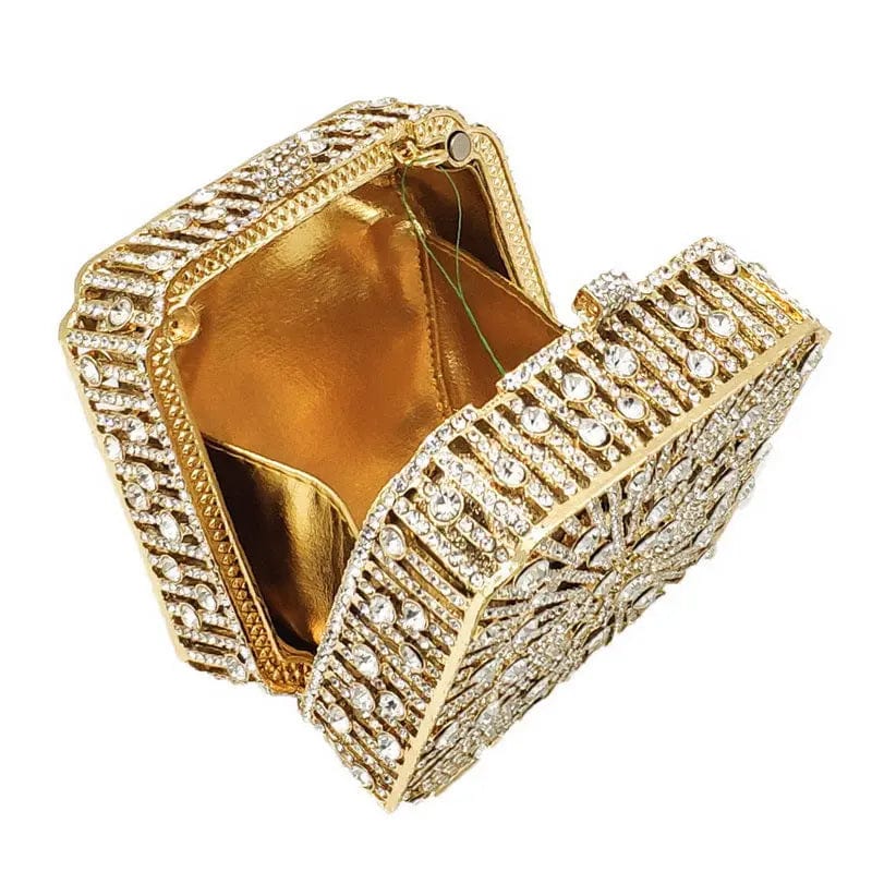 Fashion Luxury Bag Sparkle Formal Square Shape Crystal Rhinestone Bridal Clutch  Evening Bag Handbag Crystal Purse