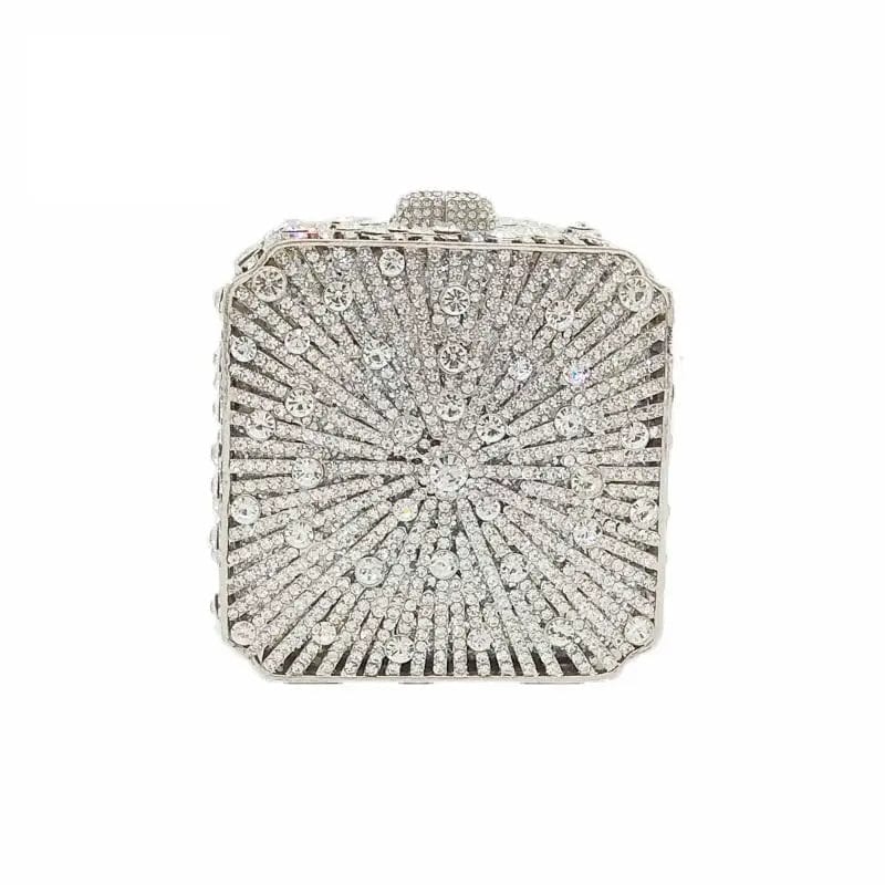 Fashion Luxury Bag Sparkle Formal Square Shape Crystal Rhinestone Bridal Clutch  Evening Bag Handbag Crystal Purse