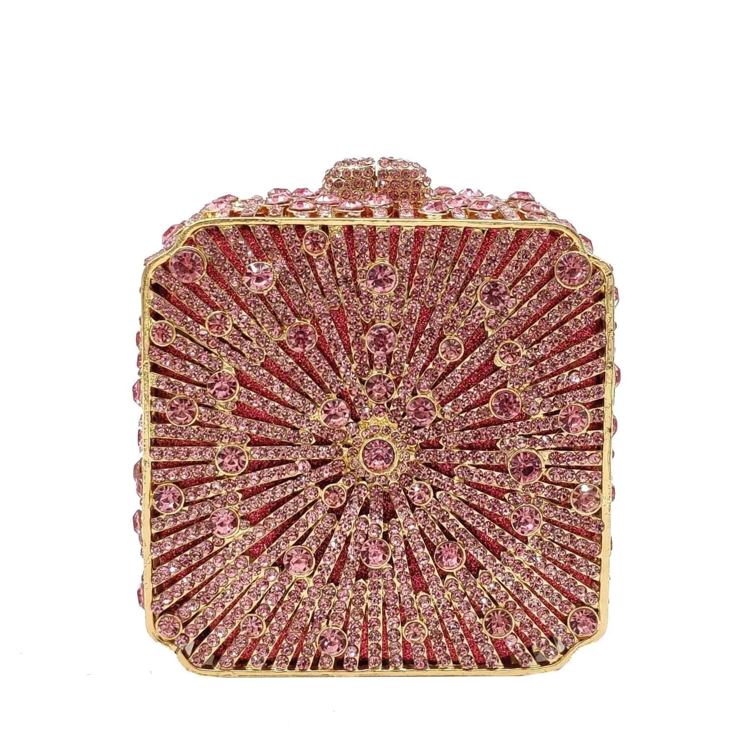 Fashion Luxury Bag Sparkle Formal Square Shape Crystal Rhinestone Bridal Clutch  Evening Bag Handbag Crystal Purse