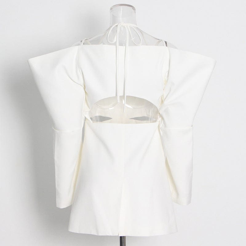 Fashion New Vintage Unique Blazers Ladies Women Off The Shoulder Hollow Out Long Sleeve V-Neck Suit Fall Autumn  Women Clothes