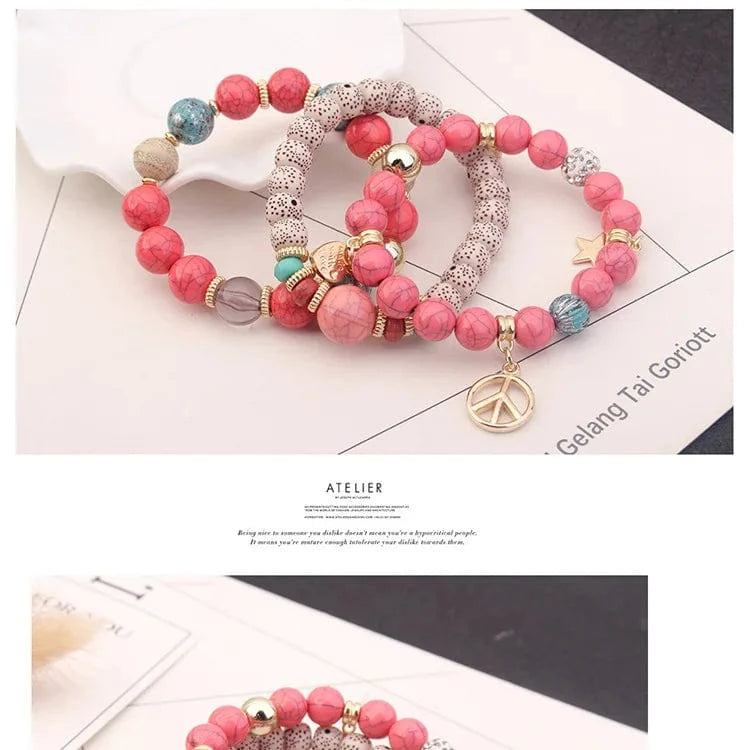Fashion Peace Charm Bracelet Wholesale Price Stocks Beads Jewelry DIY Style Cheap Layer Bracelet For Women