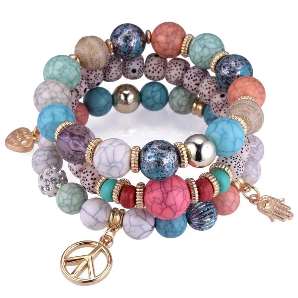 Fashion Peace Charm Bracelet Wholesale Price Stocks Beads Jewelry DIY Style Cheap Layer Bracelet For Women
