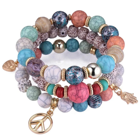 Fashion Peace Charm Bracelet Wholesale Price Stocks Beads Jewelry DIY Style Cheap Layer Bracelet For Women