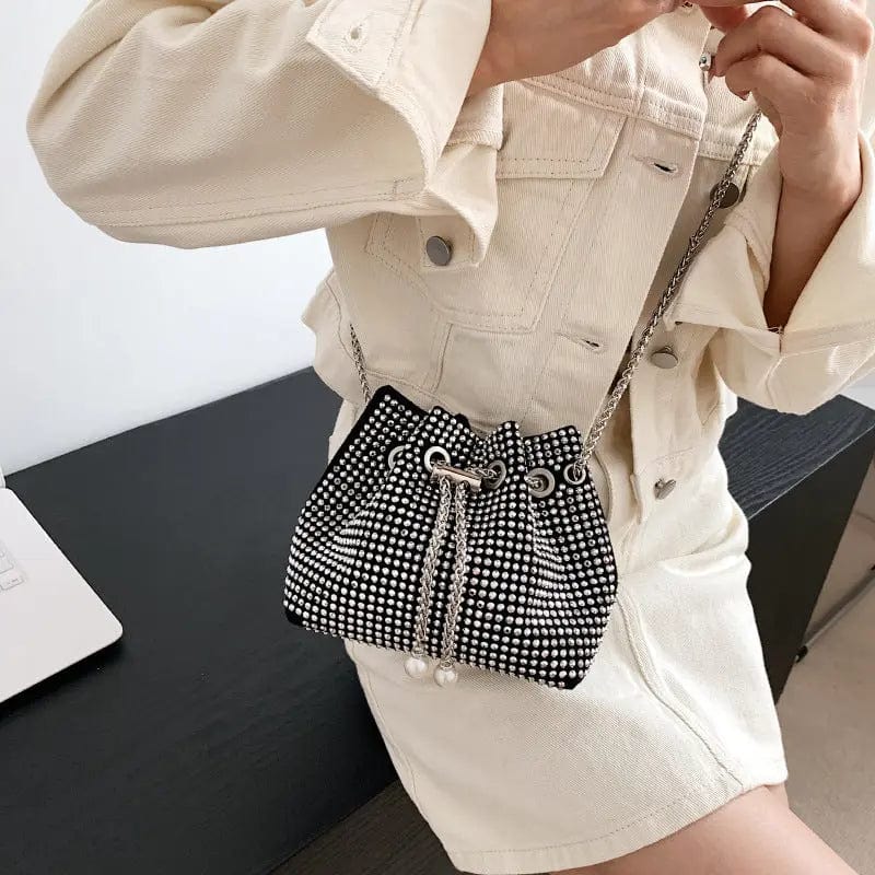 Fashion Rhinestone Bucket Bags Women Handbags Ladies Shoulder Bling Purses and Handbags 2022