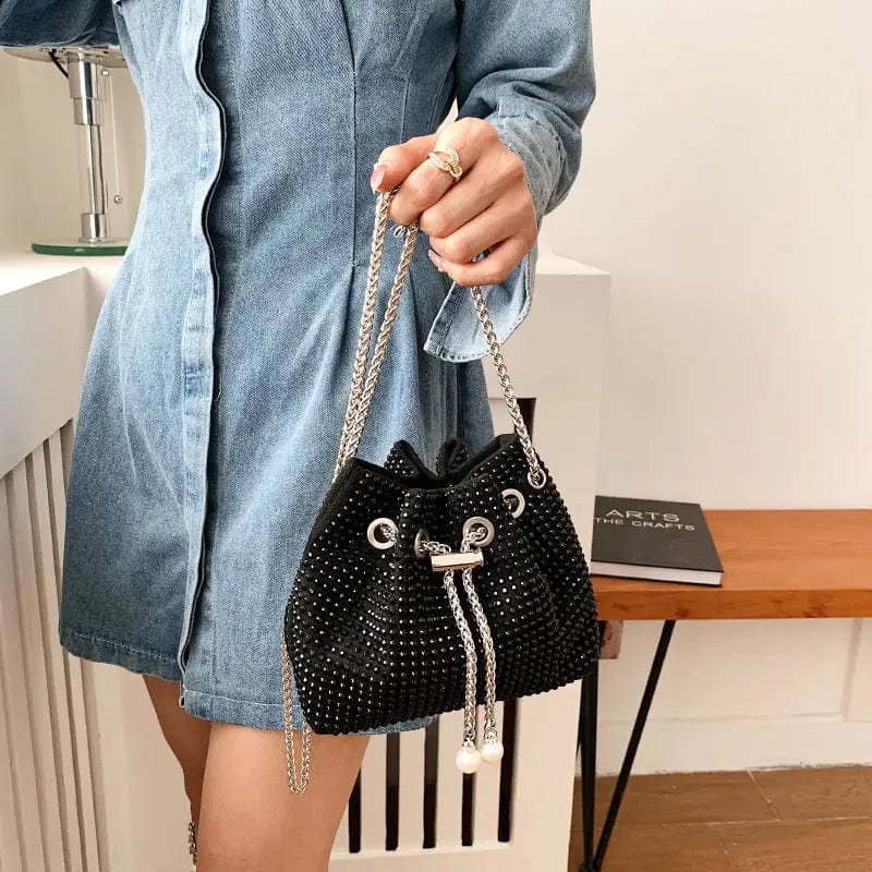 Fashion Rhinestone Bucket Bags Women Handbags Ladies Shoulder Bling Purses and Handbags 2022