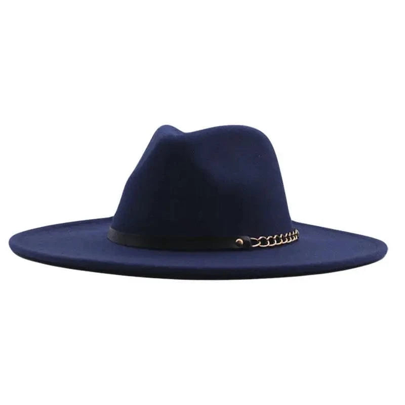 fashion sombrero cap hat  multi-color felt women fedora hats wholesale with chain belts