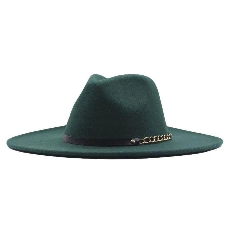 fashion sombrero cap hat  multi-color felt women fedora hats wholesale with chain belts