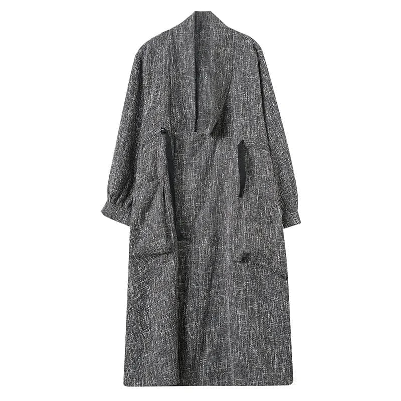 Fashion streetwear vintage ladies elegant windbreaker jacket drawstring loose long women's trench coats