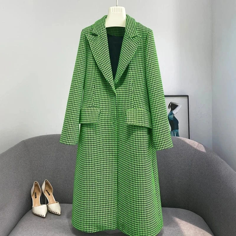 Fashion Style Winter Warm Long Women Wool Fur Cashmere Coat with Real Fox Fur Collar