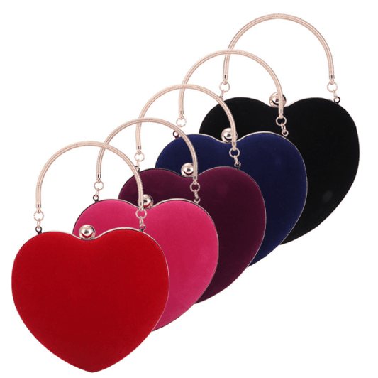 Fashion Velvet Heart Shape Women Party Purse Evening Banquet gathering Ladies Handbag For Ladies