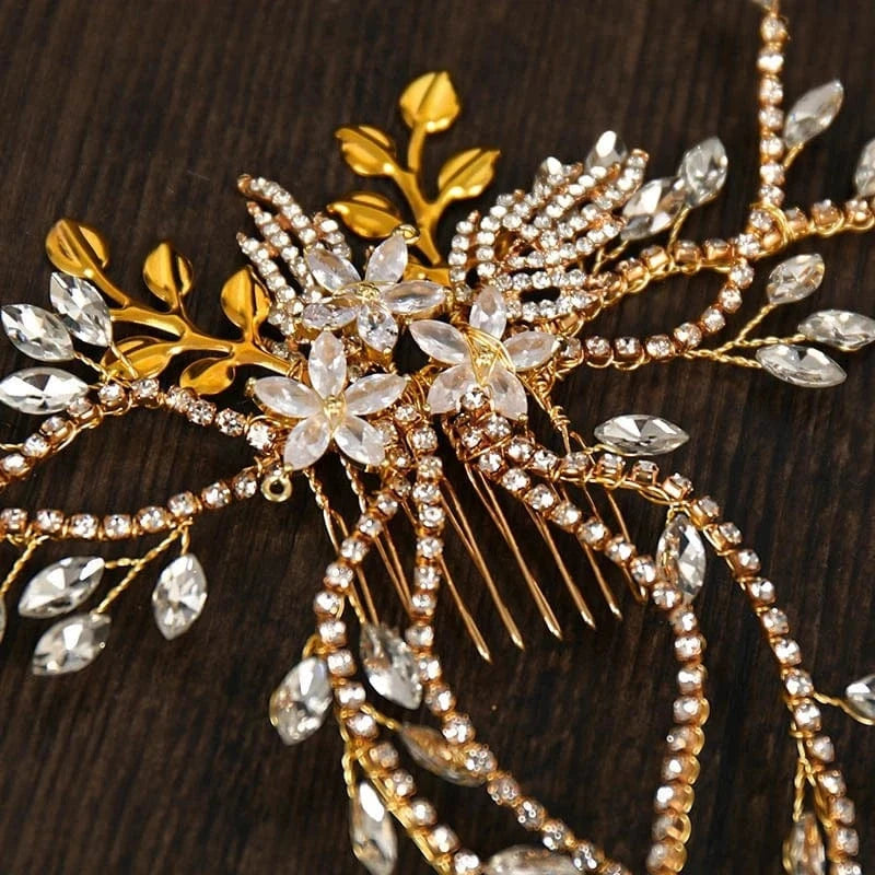 Fashion Wedding Full Crystal Wedding Tassel Comb Handmade Wedding Head Accessories Bridal Hair Jewelry