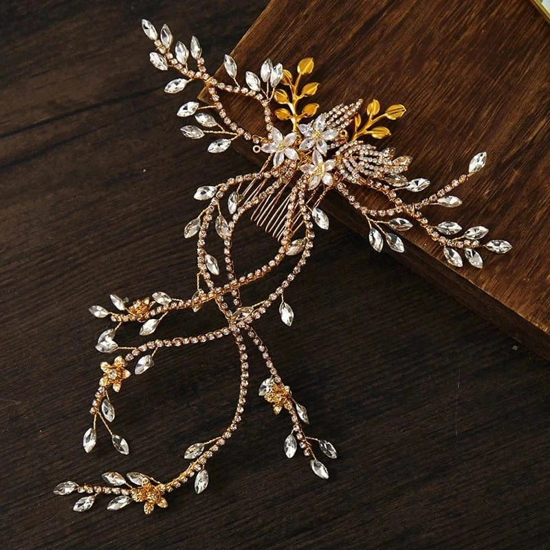 Fashion Wedding Full Crystal Wedding Tassel Comb Handmade Wedding Head Accessories Bridal Hair Jewelry