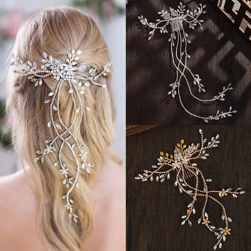 Fashion Wedding Full Crystal Wedding Tassel Comb Handmade Wedding Head Accessories Bridal Hair Jewelry
