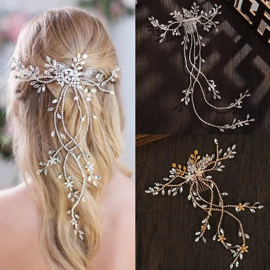 Fashion Wedding Full Crystal Wedding Tassel Comb Handmade Wedding Head Accessories Bridal Hair Jewelry