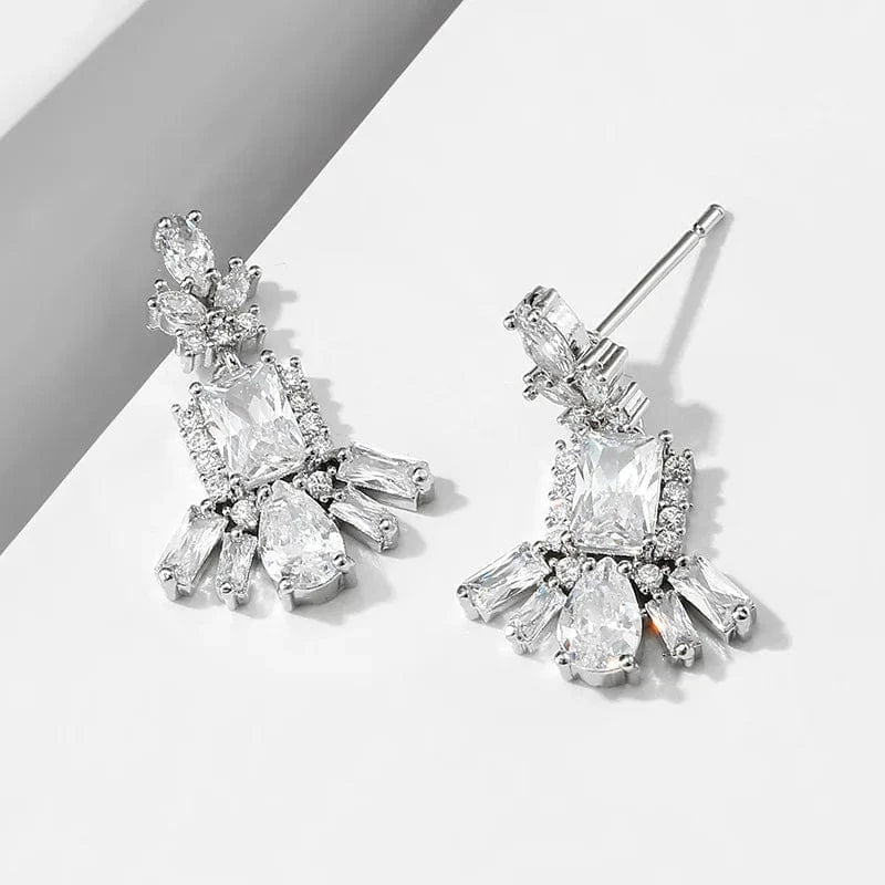 fashion / white gold plated European and American long ins personality diamond earrings new colorful fashion exaggerated female earrings