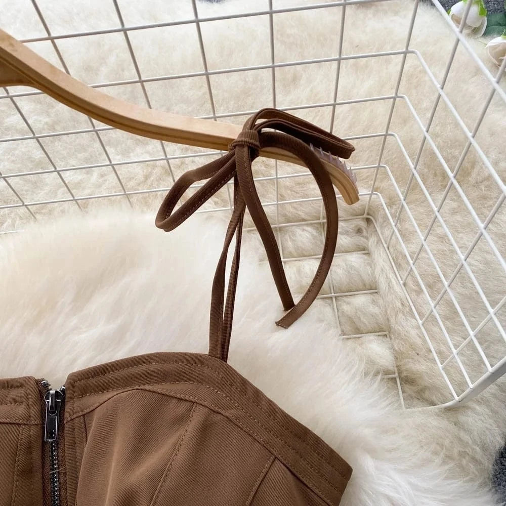 Fashion Wholesale Ladies Casual Sweet Pure A Line Short Dress For Women Customized Logo Tight Waist Pleated Women