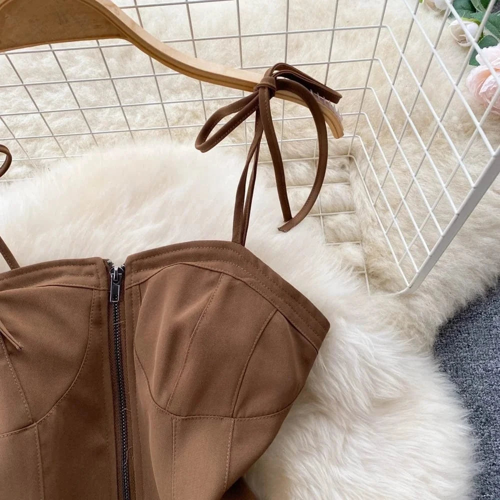 Fashion Wholesale Ladies Casual Sweet Pure A Line Short Dress For Women Customized Logo Tight Waist Pleated Women